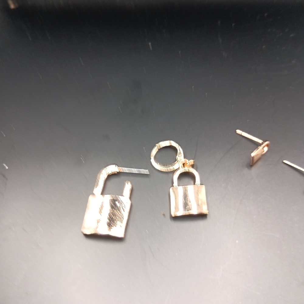 Gold Lock EarringsUnique Lock & key Design